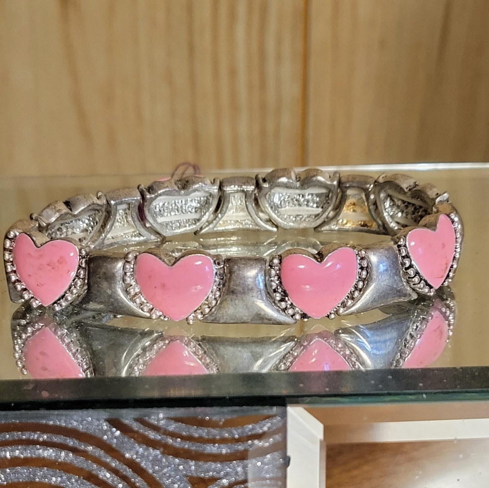 Pink /Silver Heart Braclet